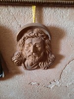Antik bronz Jézus Krisztus fali dombormű,  relief, Alkudható