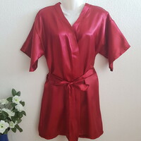 Wine red satin robe, ready-to-wear robe - approx. M