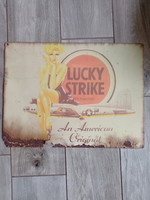 Antique painted steel advertising sign (lucky strike, 40x30 cm)