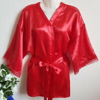 Red satin robe with lace sleeves, making robe - approx. 2Xl
