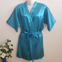 Turquoise satin robe, robe in preparation - approx. M