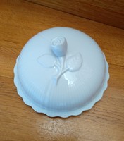 Kis rózsa fogós fehér Bavaria porcelán leveses tál tető, fedő, pótlásra, belső átmérő 11,5 cm