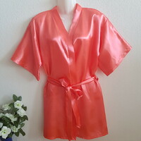 Coral-colored satin robe, ready-to-wear robe - approx. M