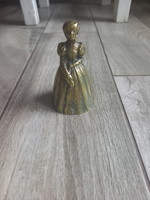 Csodás antik réz kisasszony csengő (10,2x6 cm)