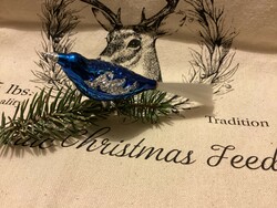 Glass clip blue bird Christmas tree decoration