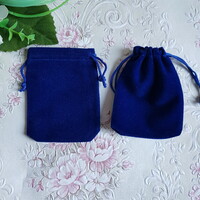 New, navy blue velvet decorative bag, gift bag - 7x9cm