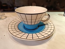 Gránit kockás kék csésze tányérral