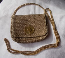 H M láncos,horgolt táska arany hímzéssel,party táska,retikül