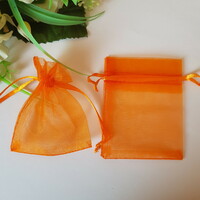ÚJ, narancssárga organza dísztasak, ajándék tasak – kb. 7x9cm