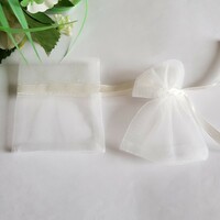 New, ecru colored tulle decorative bag, gift bag - approx. 7-8X9cm