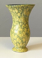 Gorka yellow green painted retro ceramic vase 22 cm