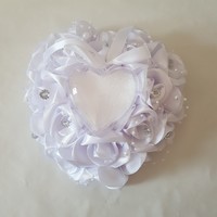 ÚJ, Egyedi készítésű Esküvői gyűrűpárna, strasszköves, szív alakú gyűrűtartó