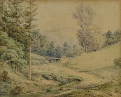 Magyar festő XIX. század : Hegyi patak