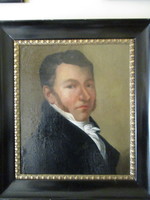 Új árengedmény! Biedermeier férfi portré, olaj, falemezen, 44x38 cm