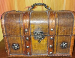 Ancient jewelry wooden box with antique lock