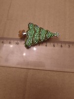 Zöld köves karácsonyfa kitűző/ karácsonyfadísz , Alkudható