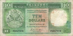 10 dollár 1987 Hong Kong Sanghai bank