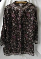 Indian sequined top, tunic, blouse with oriental pattern, shirt L