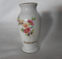 Hollóházi porcelán ibolyaváza, virágos mini váza (Dubicsány, emlék)