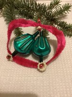 Old interesting glass and chenille Christmas tree decoration