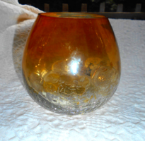 Alján repesztett üveg  kisebb méretű váza, vagy nagyobb méretű pohár 10 X 10 cm