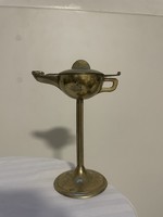 Rare antique solid copper tall table oil lamp