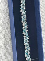 Luxus London Blue Kék Topáz 925 Sterling ezüst Tenisz karkötő