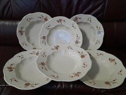 6 Zsolnay deep plates with a rare pattern