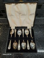 Vintage English extra silver plated mocha spoon set in box