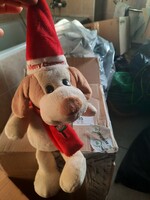 Plüss játék, Merry Christmas kutya,  karácsonyi kutyus,  nagy méretű, Alkudható