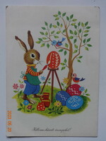 Régi grafikus húsvéti üdvözlő képeslap - Boór Vera rajz