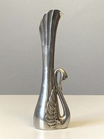 Metal flower vase with swan bird decoration 17.5 Cm