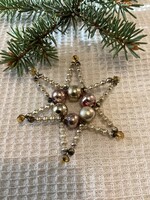 Old glass tapestry star Christmas tree decoration
