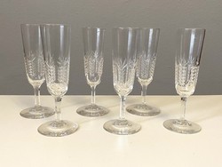 Set of 6 retro crystal glass champagne glasses decorated with ears of wheat, 17 cm