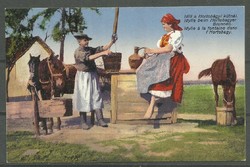 1918.- Hortobágy - did not run - postcard - idyll at the well
