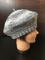 Gray beret cap with silver thread s/m