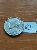 Usa 5 cents 1989 / p, thomas jefferson, copper-nickel 62