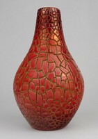 1P945 Repesztett Zsolnay ökörvérmázas váza 17.5 cm