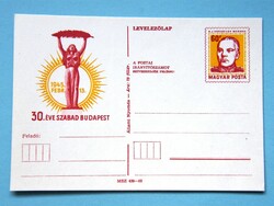 Díjjegyes levelezőlap (1) - 1975. 30 éve szabad Budapest - (K. J. VOROSILOV MARSALL arcképével)