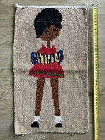 Cross stitch wall decoration girl with accordion