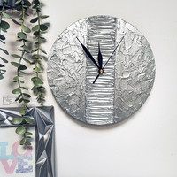 Pilipart: silver zen-style handmade wall clock 25cm