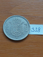 SPANYOLORSZÁG 50 PESETA 1975 (80) Réz-nikkel,  I. János Károly király 338
