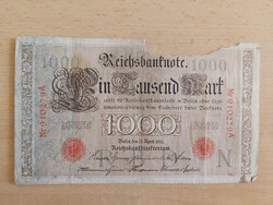 German Empire 1000 Marks 1910 910 red stamp