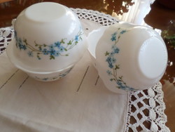 Milk glass flower pattern Jena bowls with faces (4 pcs.)