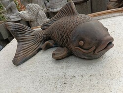 Hal Koi koy Ponty Kültéri Fagyálló Műkő tömör Japán kerti szobor horgász ajándék