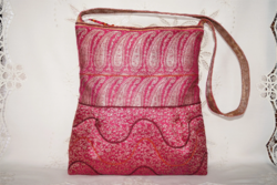 Gold-pink floral hand-woven special Indian wedding large size shoulder bag for women