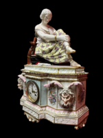 Antique hand painted Meissen marked porcelain table clock