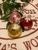 Régi üveg csillagos színes gömbök karácsonyfadíszek