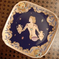 Aquarius zodiac porcelain decorative plate Ole Winther's poetic illustration