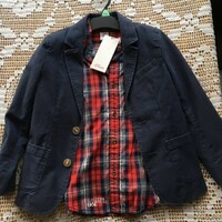 Blue jacket, red with blue checkered shirt - oliver, 116/122